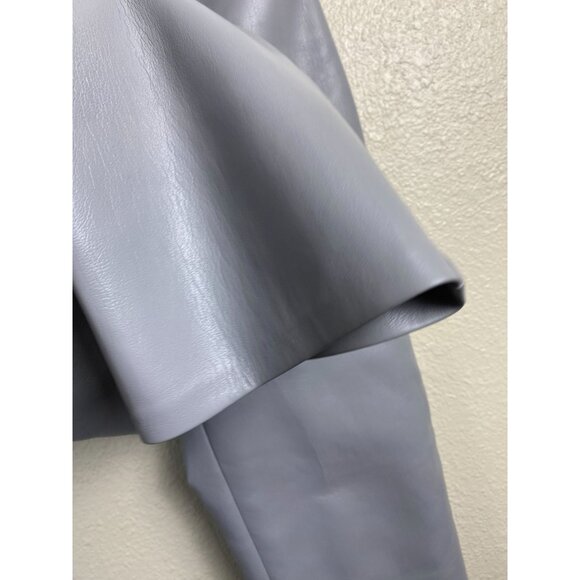 Aritzia Wilfred Gray Faux Leather Pants Women size 00 Straight Leg Moto Neutral - Picture 12 of 16